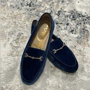 Brand New SAM EDELMAN KIDS Lorraine Loafer Velvet Dark Blue Size 3 kids